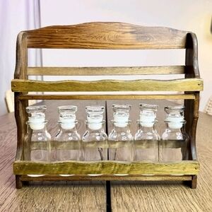 Rustic Wooden Spice Rack with Glass Jars